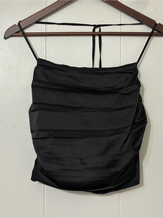 Astr Tops - ASTR The Label Black Satin Cami Top Size Small Ruched Party Going Out